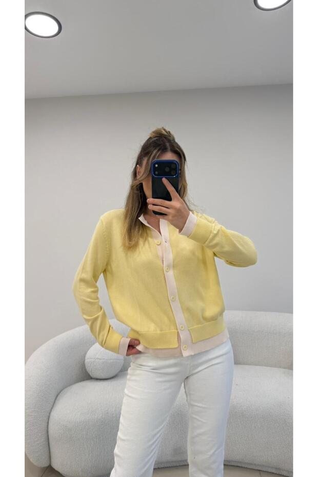 KOL VE ÖNÜ ŞERİTLİ HIRKA SARI - 5