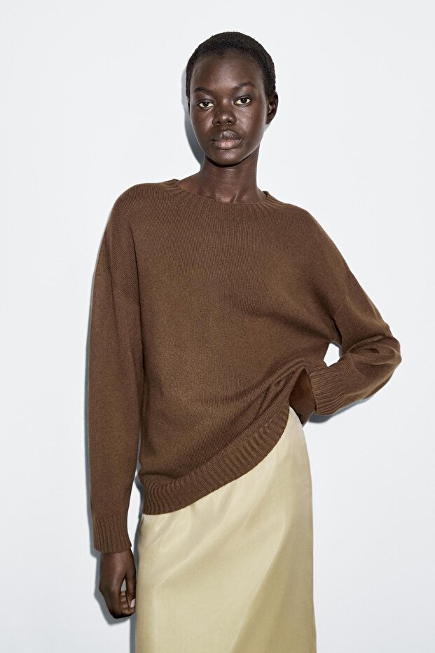 Yün karışımlı bisiklet yaka kazak - 2