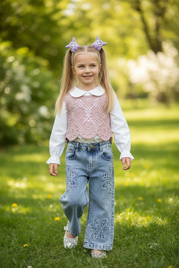 Knitwear Sweater Girl's Jeans Suit