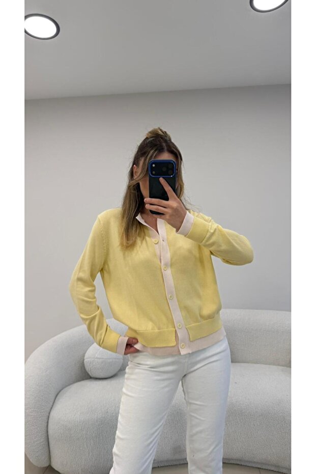 KOL VE ÖNÜ ŞERİTLİ HIRKA SARI - 6