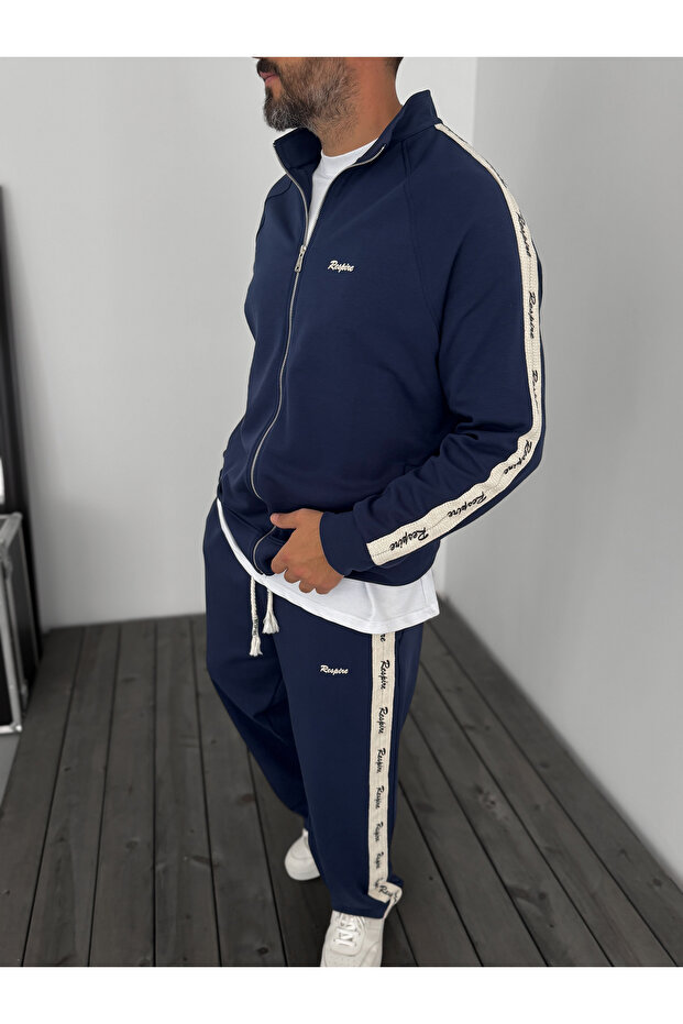 Lacivert Res Hasır Şeritli Sweatshirt RES-1008 - 3