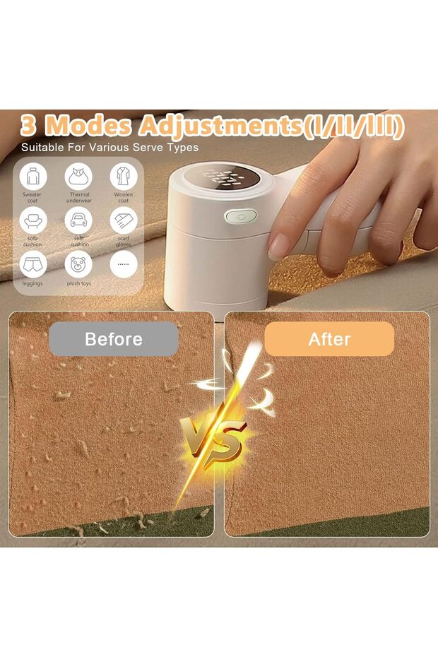 Rechargeable Fabric Lint Trimmer - Rechargeable Cloth Shaver for removes lint, fuzz, pills & bobbles - 6