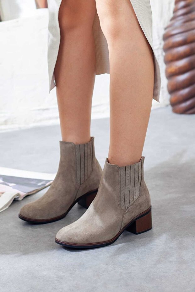 Mammamia Hakiki Deri Kadın Topuklu Bot - 2