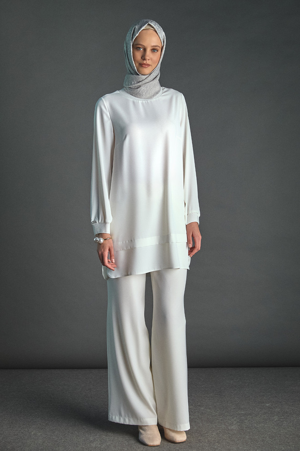 Ribanalı Krep Basic Tunik - 1