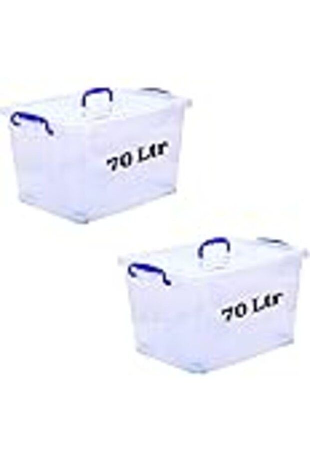 STORAGE WORLD 70L 2 Pc Clear Plastic Storage Boxes with Lockable Lids (2 x 70L)