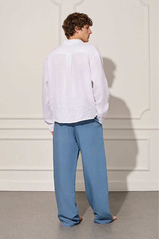 %100 Keten Oversize Gömlek - 4