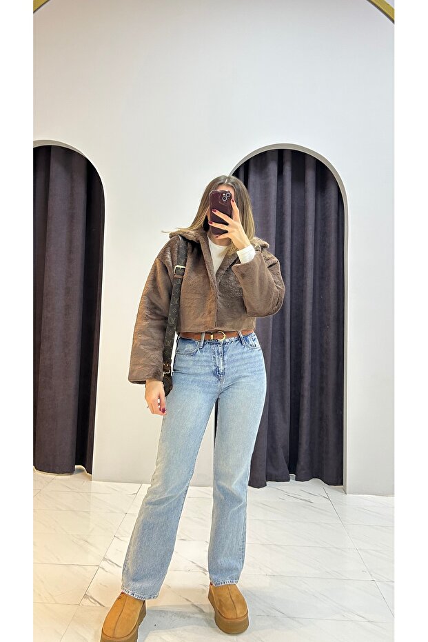 Crop Kürk Ceket - 3