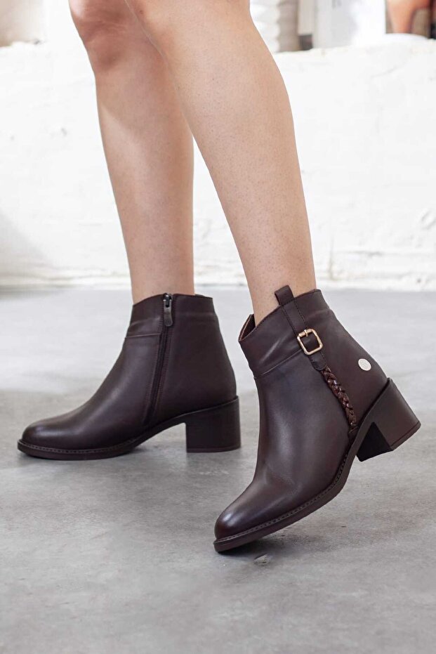 Mammamia Hakiki Deri Topuklu Bot - 2