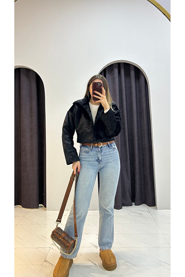 Crop Kürk Ceket - 2
