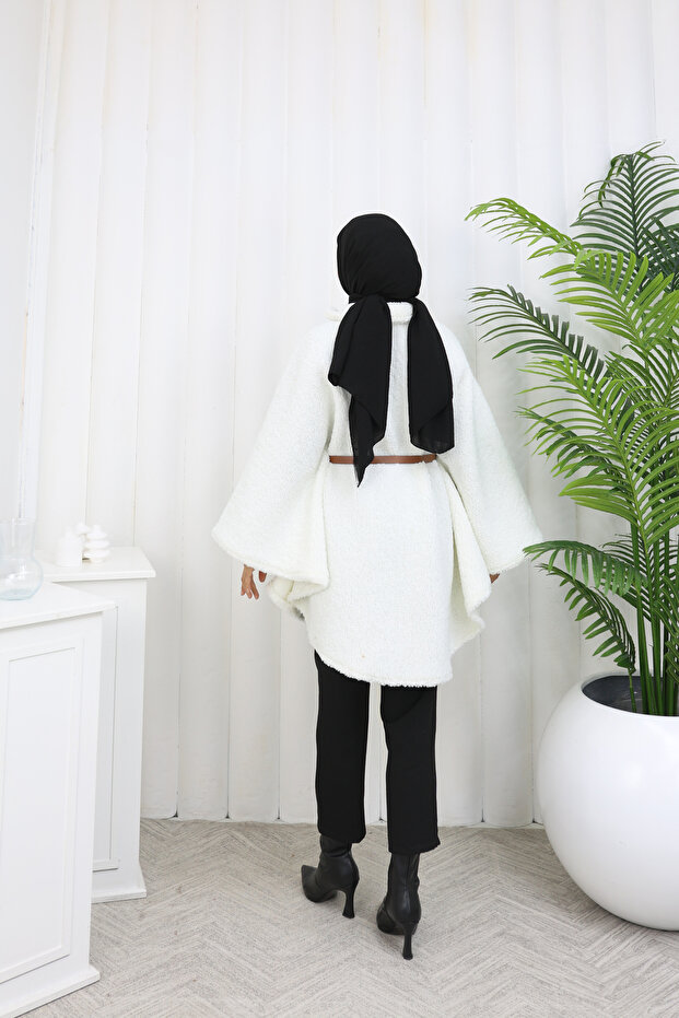 Tek Düğmeli Ve Kemerli Panço - 7