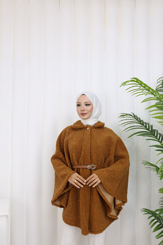 Single Button and Belted Poncho - 5