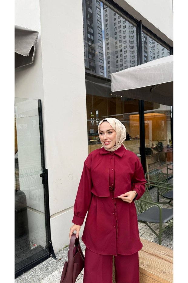 Front Buttoned Oversize Fit Hijab Scuba Suit 1318