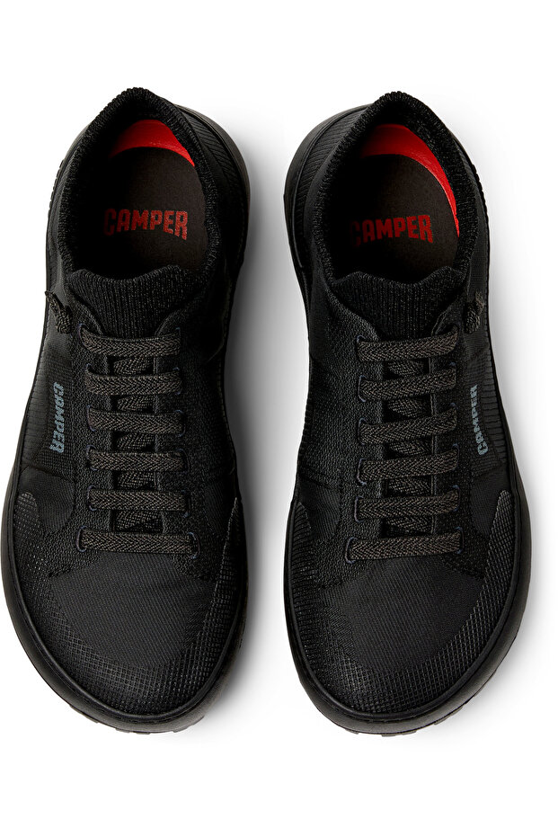 Women Black Sock Model Comfortable Wear Sneaker Flexible Lace-Up Sport Shoes Peu Serra - 3