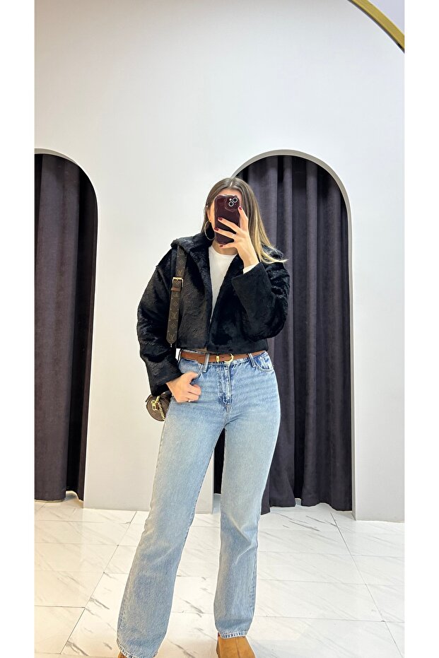 Crop Kürk Ceket - 4