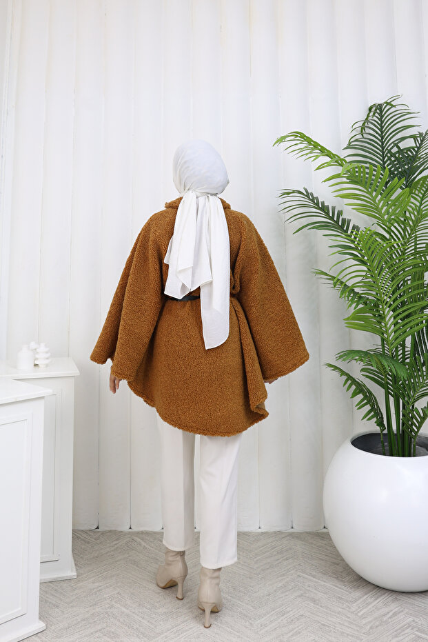 Single Button and Belted Poncho - 7