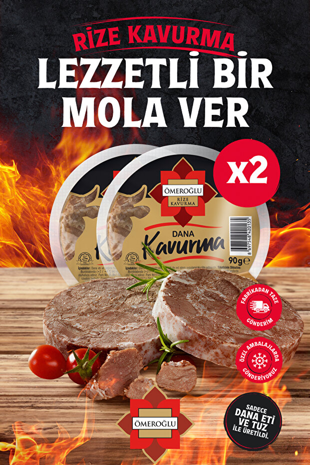 Ömeroğlu 2'li Dilimli Rize Kavurma 90 gr Karadeniz Geleneksel Tarif Pratik Paketli Koruyucusuz Lezzet