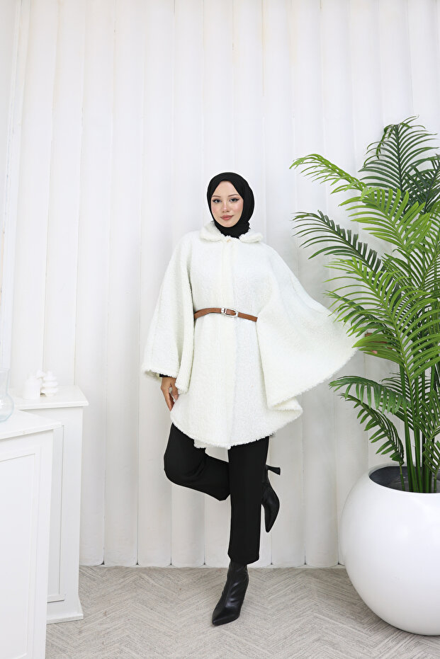 Tek Düğmeli Ve Kemerli Panço - 5