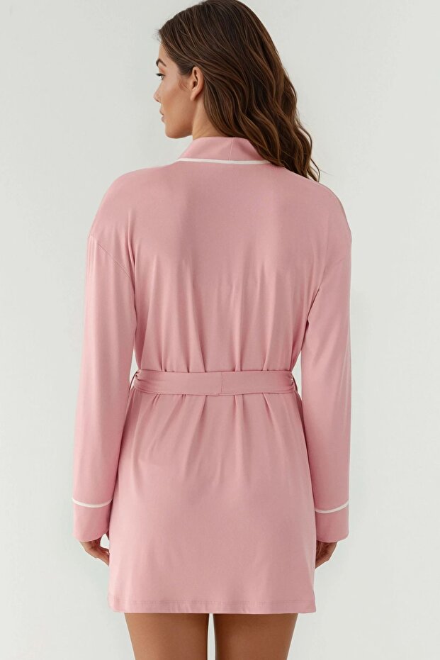 Ekstra Yumuşak Kuşaklı Örme Sabahlık - 3