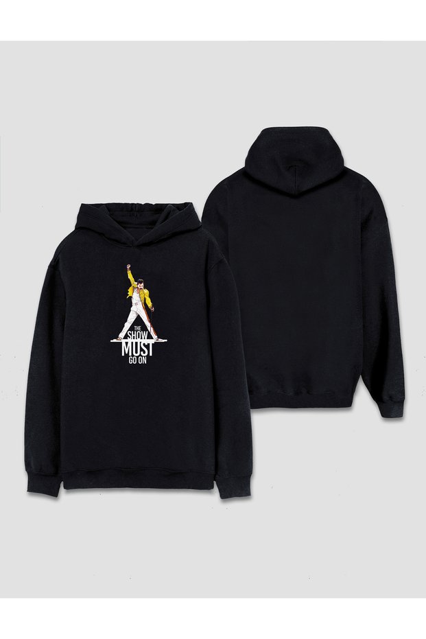 Queen Freddie Mercury Show Must Go on Printed Hooded Sweat Hoodie