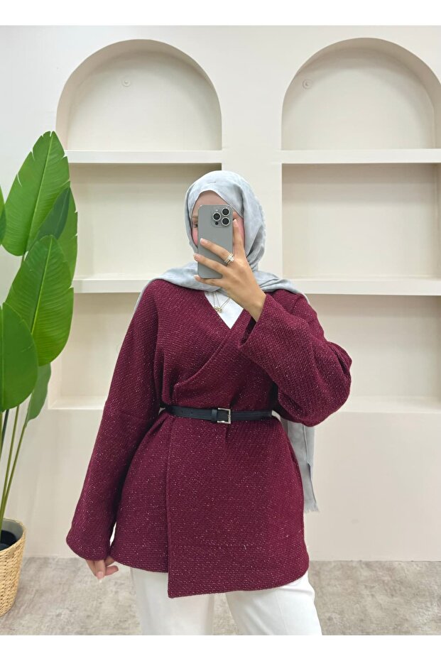 Simli Kemerli Ceket - 1