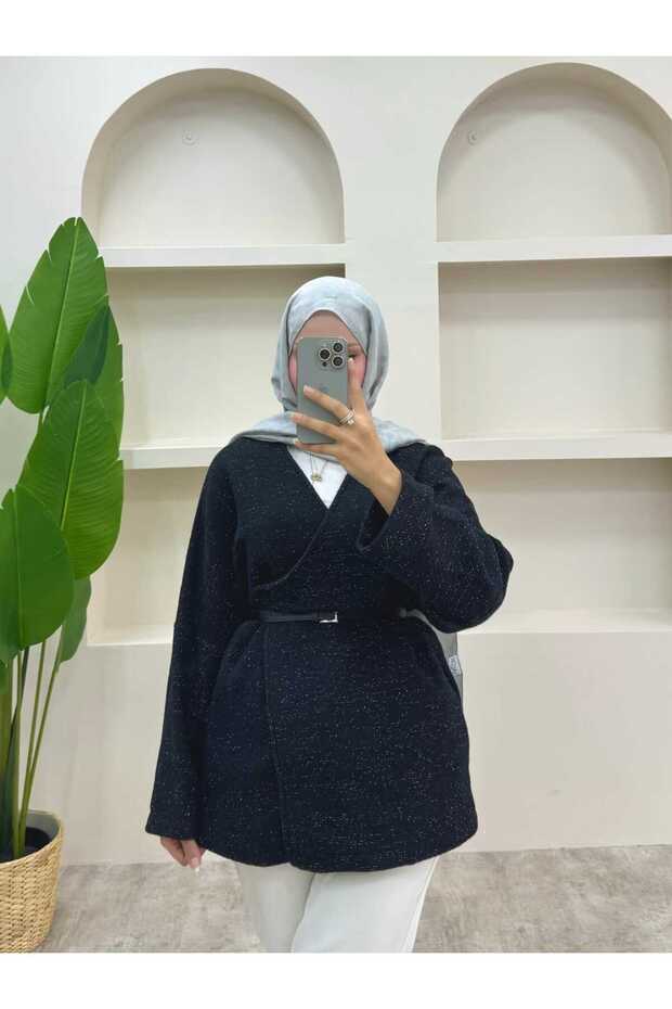 Simli Kemerli Ceket - 1