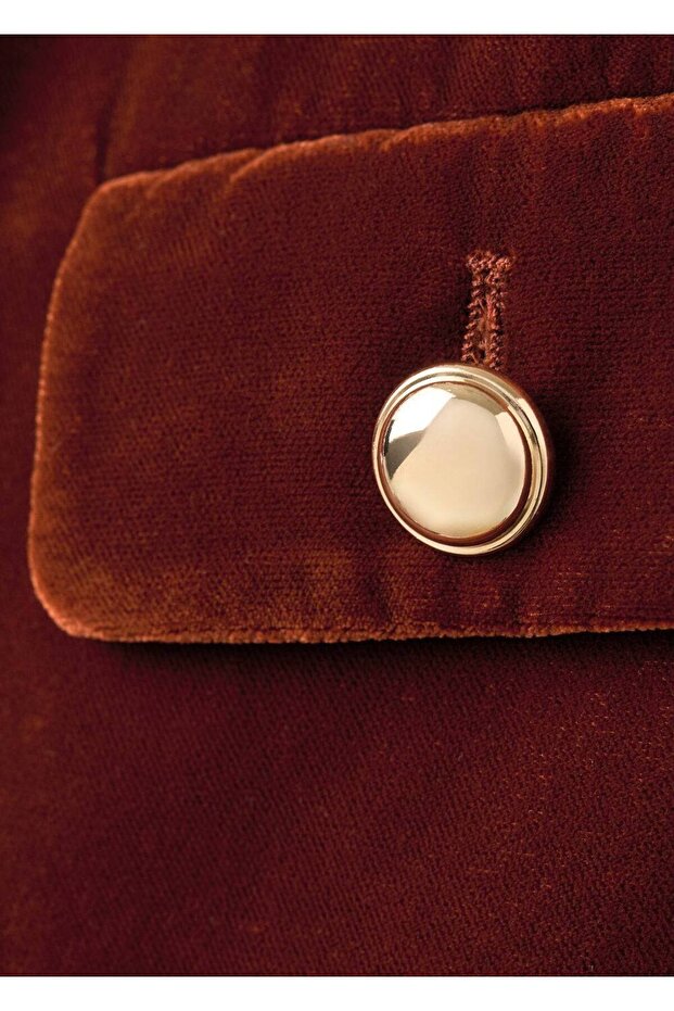 Düğmeli kadife ceket - 6