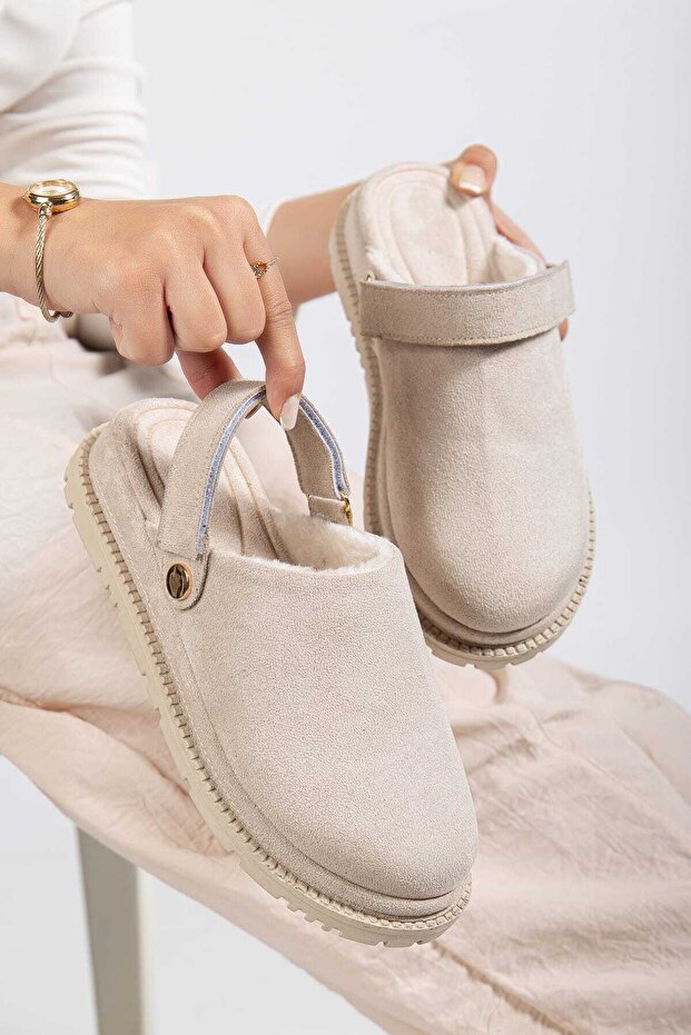 Women's Slippers with Buckle and Fur Inside