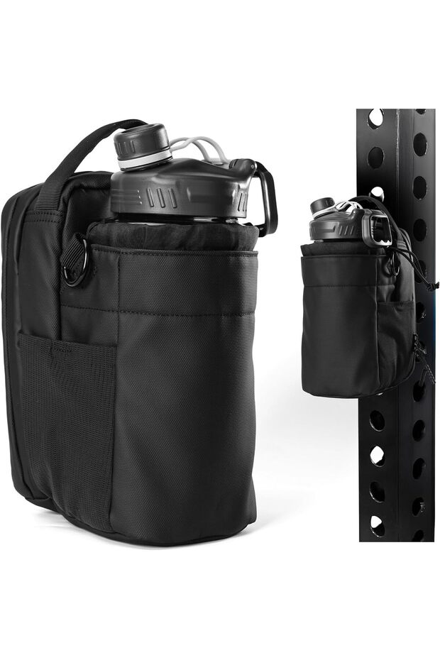 Magnetic Gym Bag Water Bottle Carrier for Men & Women with Built-in Magnets & Phone Pockets