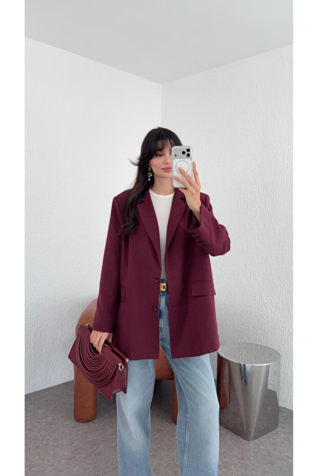 Oversized Burgundy Blazer