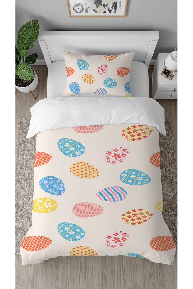 Colorful Easter Patterned Printed Specially Designed Single Stylish Children's Duvet Cover Set Without Sheets
