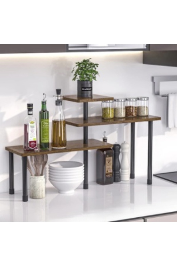 3-tier 180° Rotating Shelf – modern design, MDF and metal, stable and compact - 8