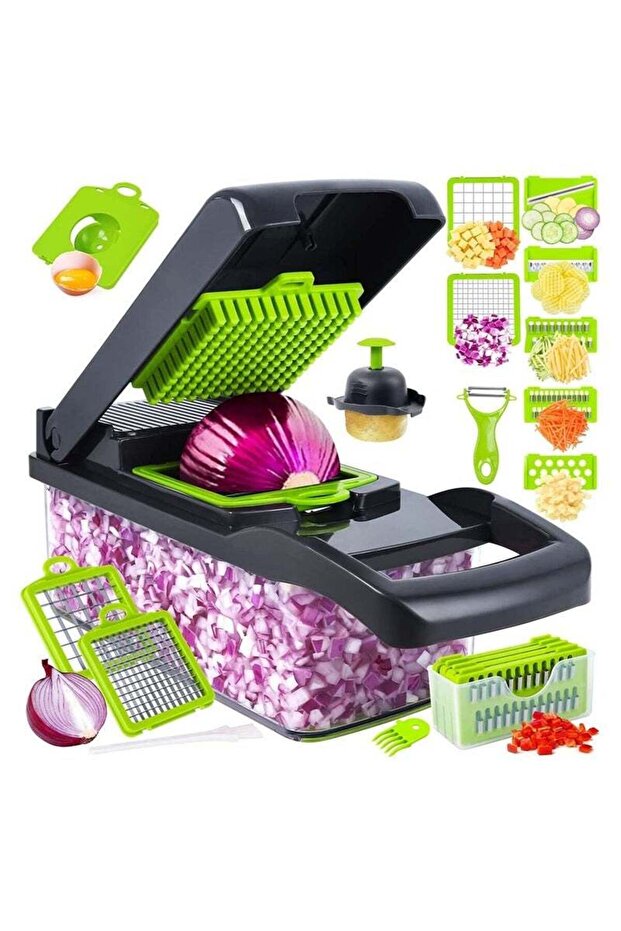 Gravity Vegetable Chopper, Pro Onion Chopper, 14 in 1Multifunctional Food Chopper, Kitchen Vegetabl
