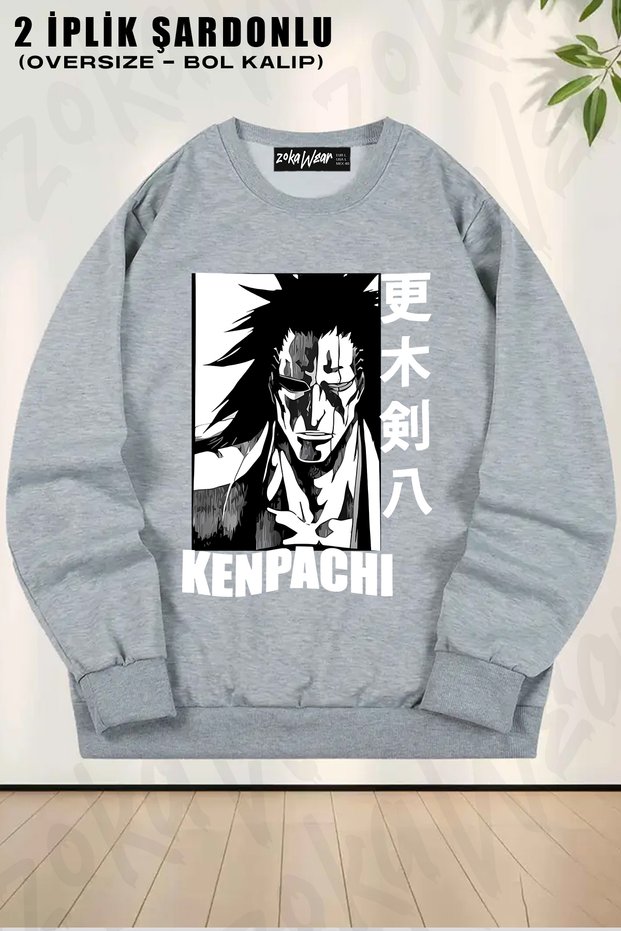 Unisex Loose Fit Bleach Zaraki Kenpachi Special Printed Design Oversized Crew Neck Sweatshirt