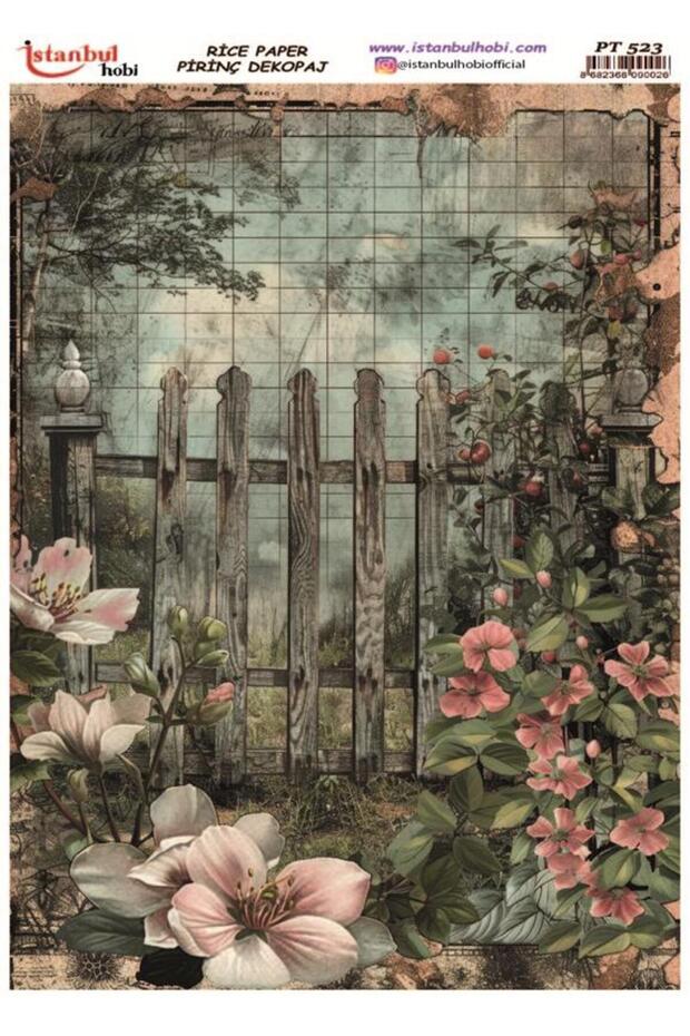 Brass Decopage Paper 30X42Cm Pt-523 Fences Flowers