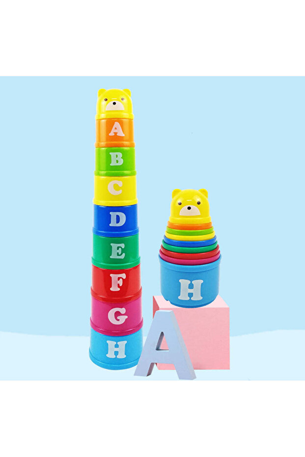 Stacking cubes, colored cubes, cube tower, building set with numbers and letters - 5