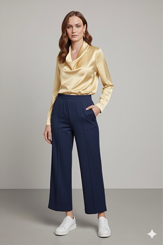 Puff Scuba Premium Trousers with Front Stripes, Elastic Waist and Pockets