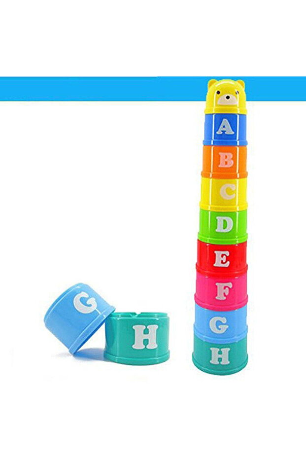Stacking cubes, colored cubes, cube tower, building set with numbers and letters - 6