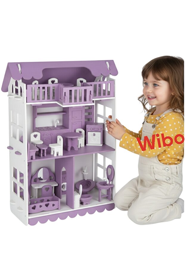 3 Storey Wooden Toy House Doll House 32 Pieces