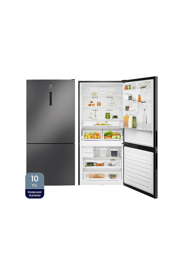 Electrolux LNT7MD58B TwinTech D Enerji Sınıfı 588 l No-Frost Alttan Donduruculu Buzdolabı Siyah Inox
