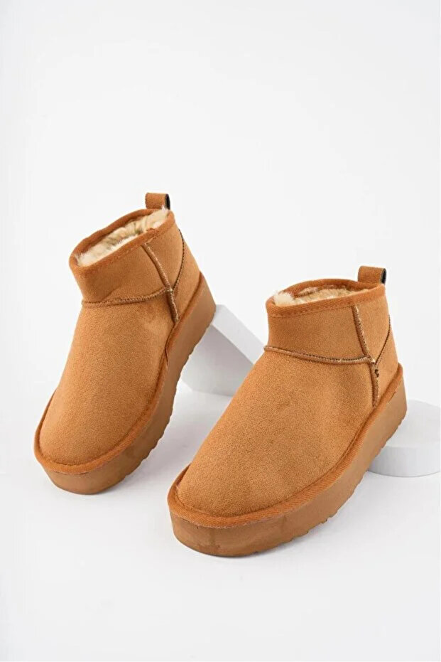 Oslo Mini Süet Yarım Bot Içi Tüylü Kalın Taban Kadın Ayakkabı - 3