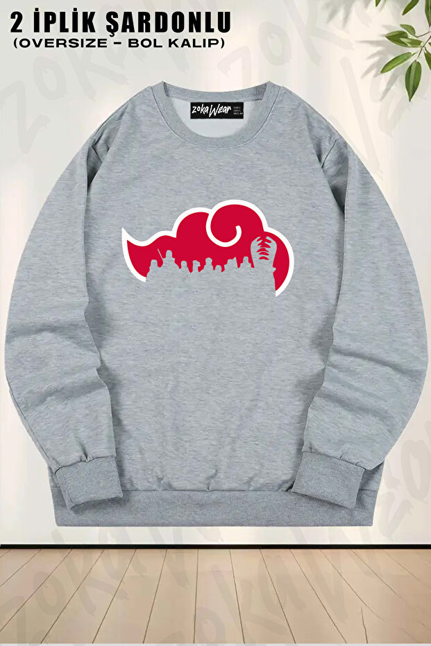 Unisex Loose Fit Uchiha Itachi Naruto Anime Character Printed Oversized Crew Neck Sweatshirt