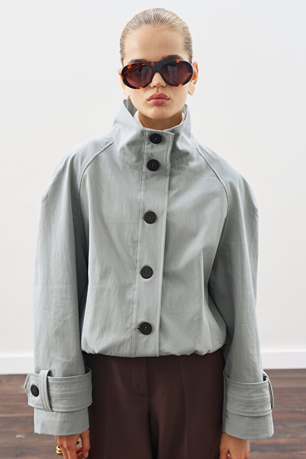 TRENÇ TARZ BOMBER CEKET MAVİ - 4