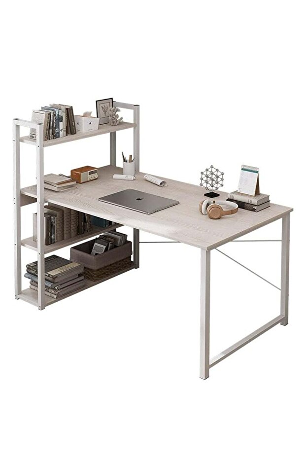 مكتب كمبيوتر مع أرفف تخزين - 1