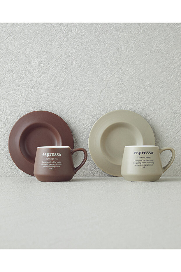 Phoebe New Bone China 4 Parça 2 Kişilik Kahve Fincan Takımı 90 ml Kahve-Yeşil - 2