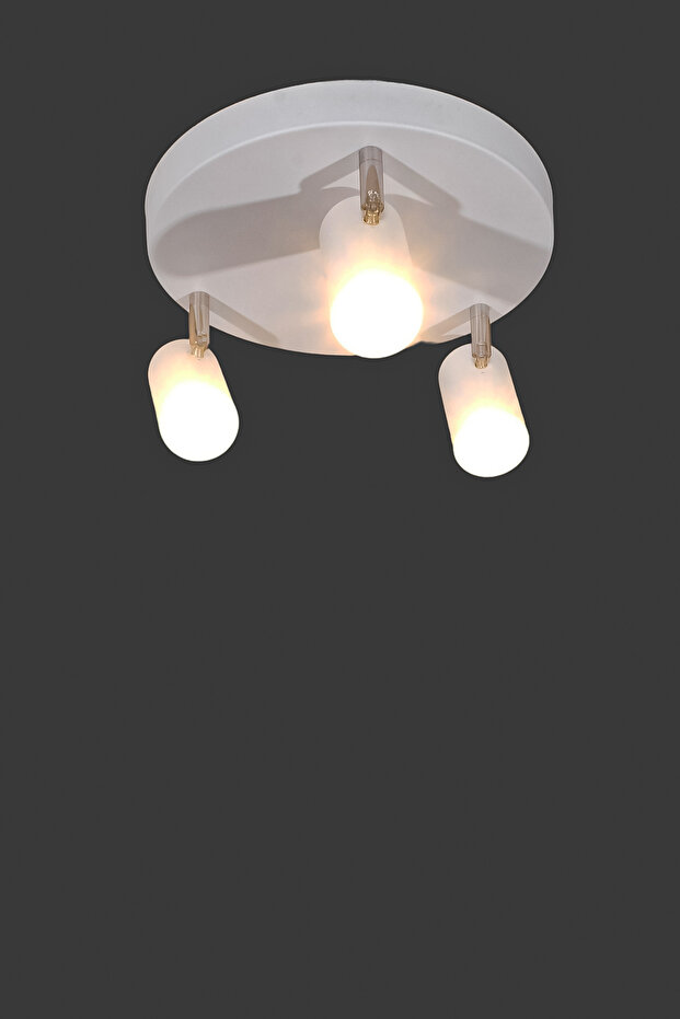 Spot Avize 360 Derece Dönebilen Modern Pratik Başlıklı Yuvarlak Model 3'lü Beyaz Avize (GÜN IŞIĞI) - 3