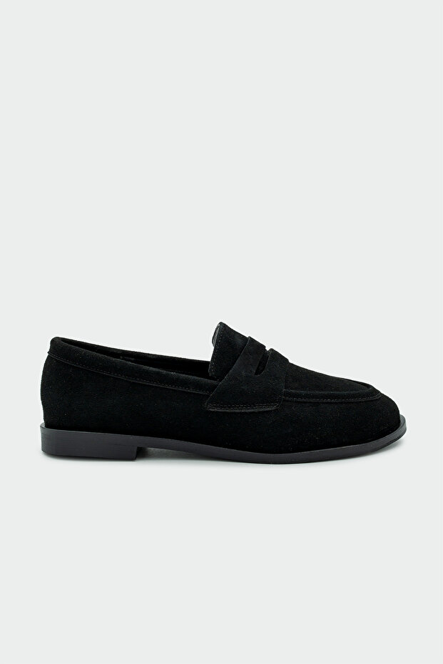 Desna Black Suede Flat Sole Women's Shoes