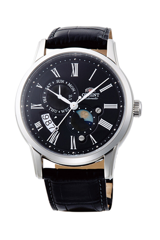 Sun&Moon Ra-Ak0010B30B Wind-Up Automatic Leather Black 43 mm Men Wristwatch Clock