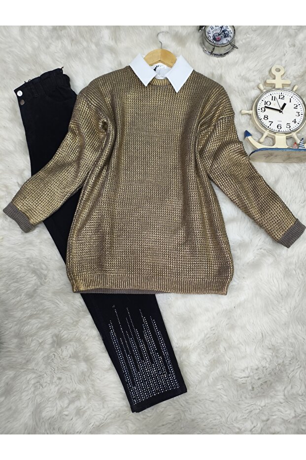 Varak baskılı triko kazak - 2