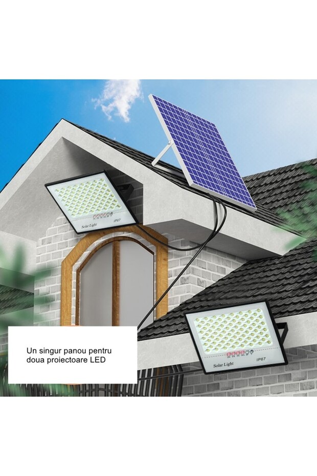 Set of 2 Solar LED Floodlights 200W, 322*2 LED, Motion Sensor, IP67, 30x24 cm, Black - 3