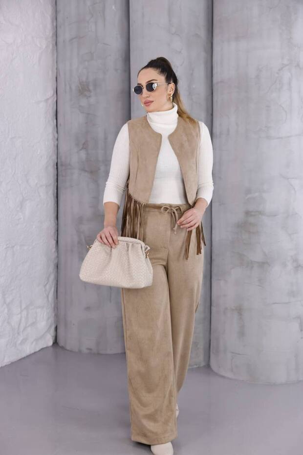 Premium Quality Genuine Suede Vest Pants Set